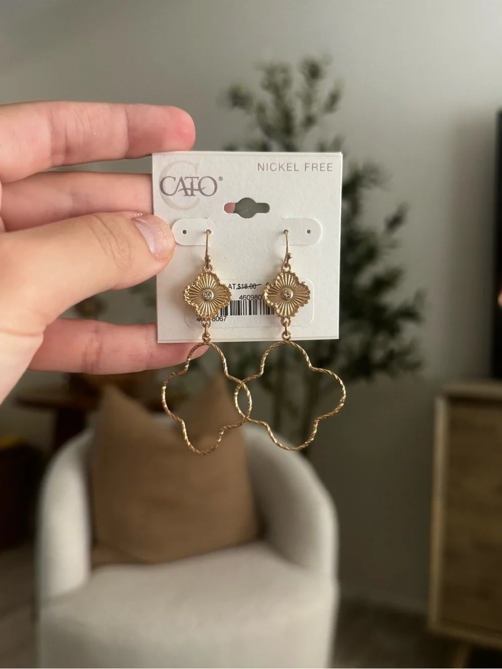 Cato Gold Floral Quatrefoil Drop Earrings